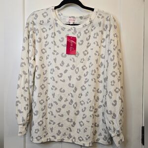 Long sleeve waffle knit top